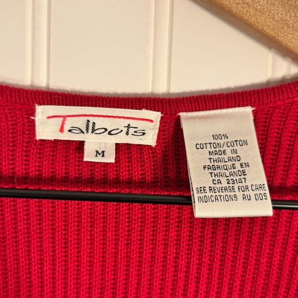 Talbots Women’s Red 100% Cotton Knit Button Down Cardigan Size Medium - Picture 7 of 11